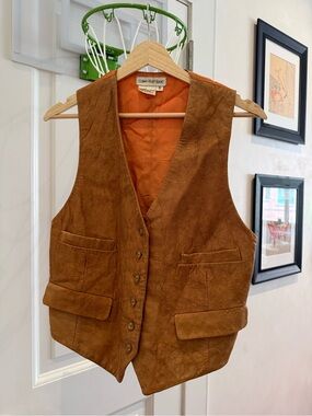 Vintage Calvin Klein Sport Leather Vest in Warm Brown